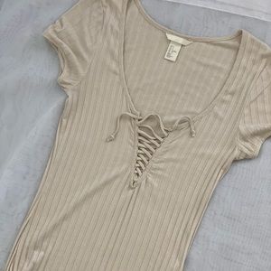 FDF** Cream Tie Up Top